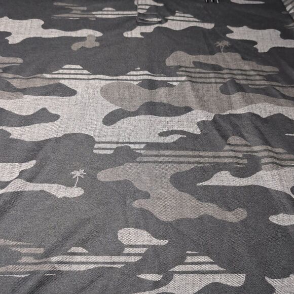 Travis Mathew Polo Shirt Mens M Camo Black Gray Palm Tree Golf Performance - Picture 2 of 7